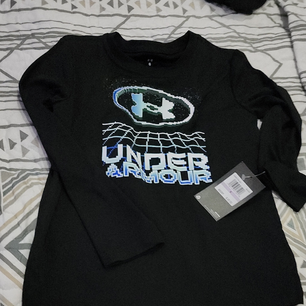 Under Armour Kids Black and Blue Long Sleeve Tee